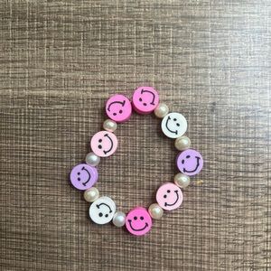 Cute Pink & Purple Kids Smiley Face Preppy Beaded Diy Handmade Braclet For Kids
